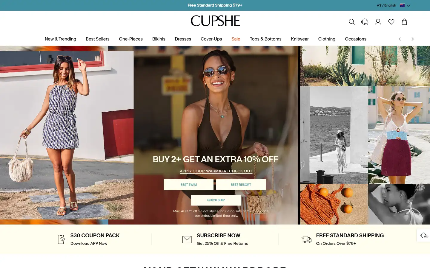 Screenshot of au.cupshe.com
