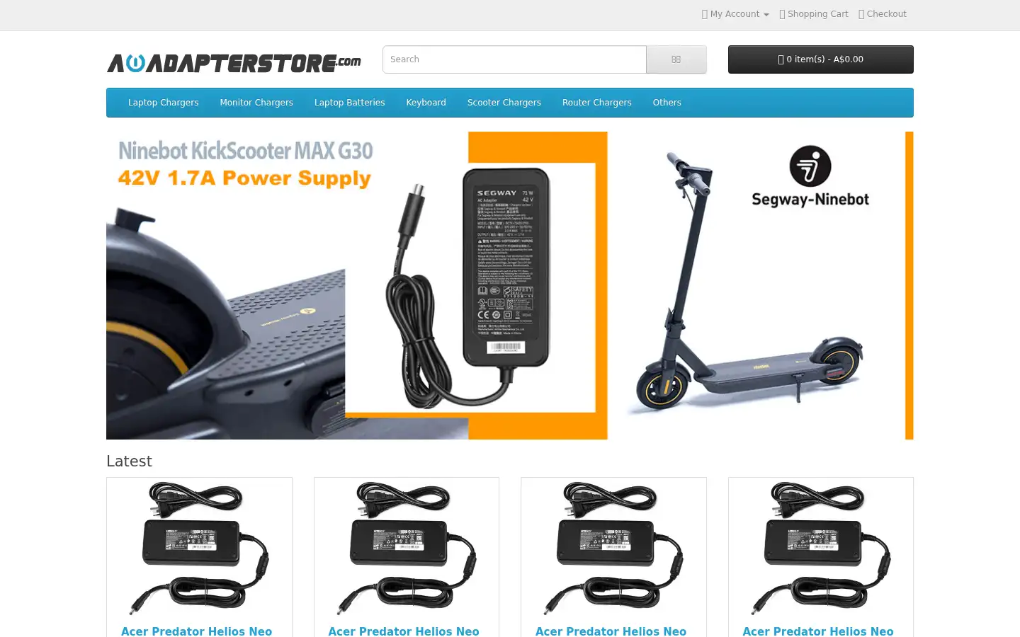 Screenshot of auadapterstore.com