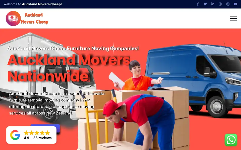 Screenshot of aucklandmoverscheap.co.nz