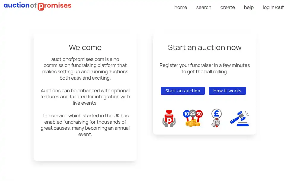 Screenshot of auctionofpromises.com
