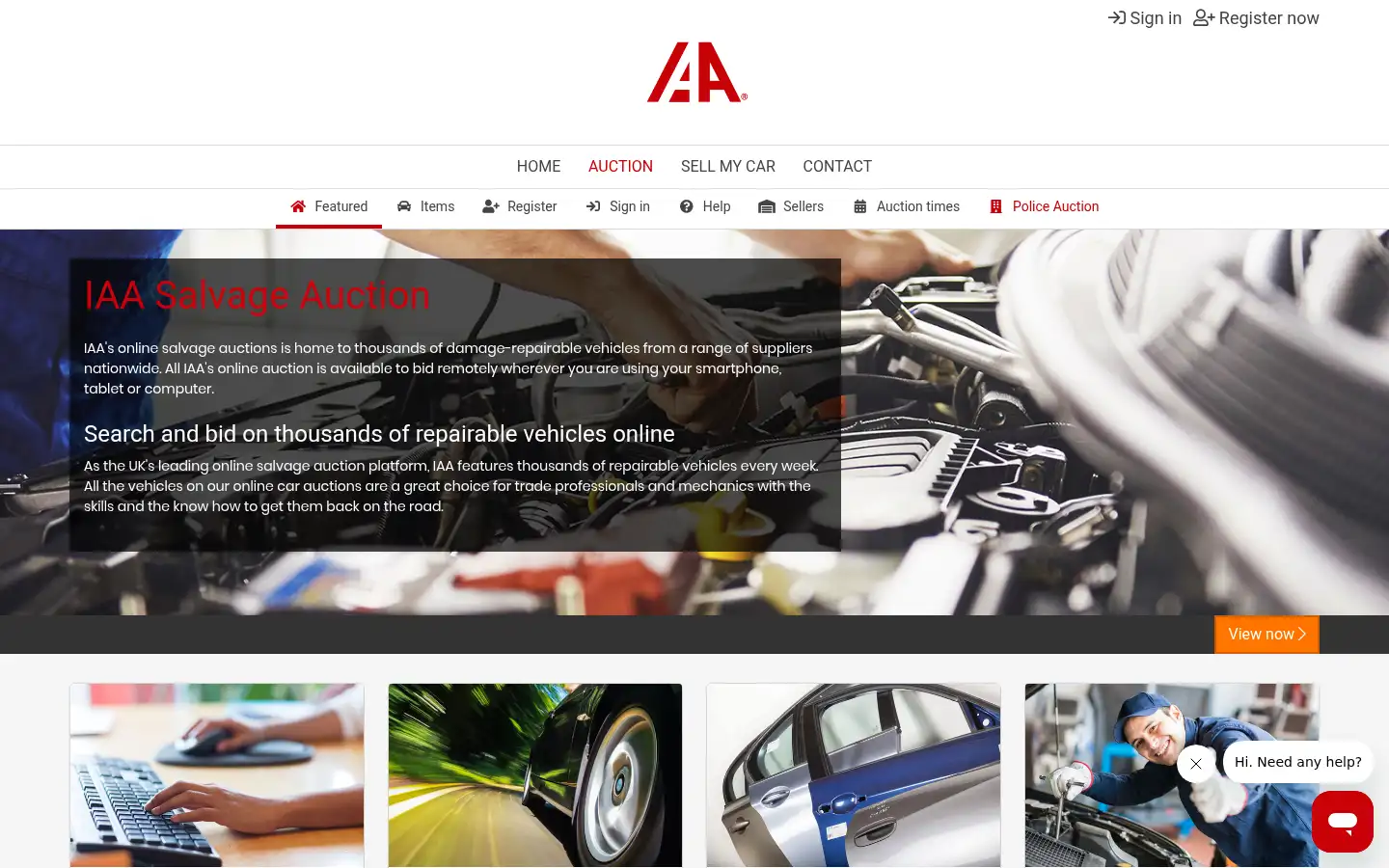 Screenshot of auctions.iaai.co.uk