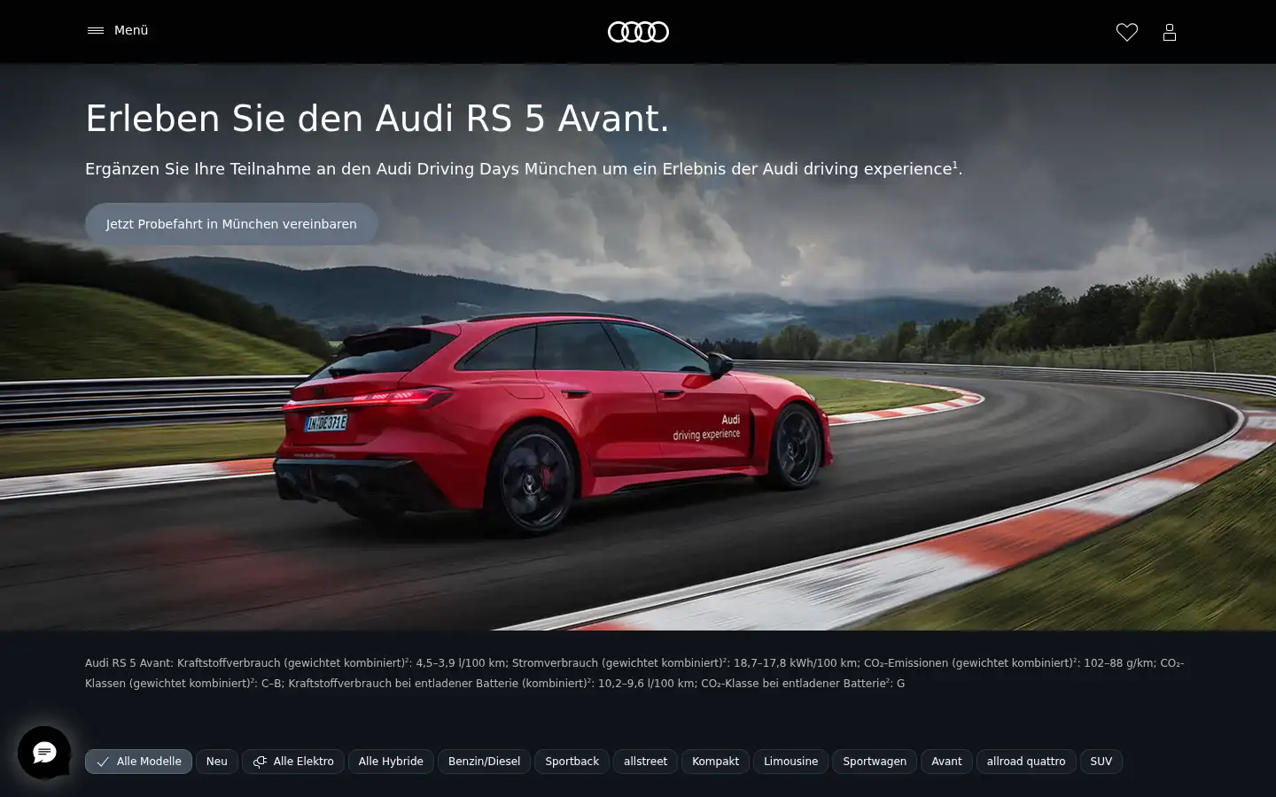 Screenshot of audi.de