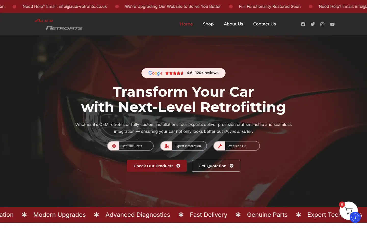 Screenshot of audi-retrofits.co.uk
