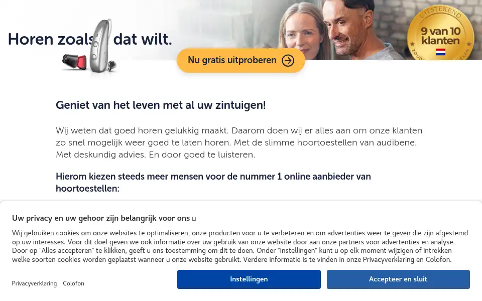 Screenshot of audibene.nl
