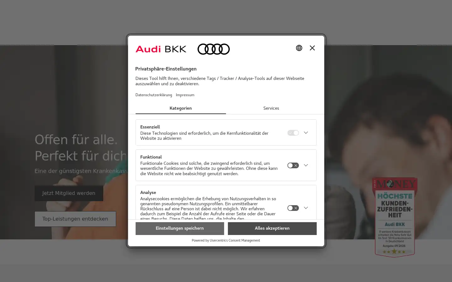 Screenshot of audibkk.de