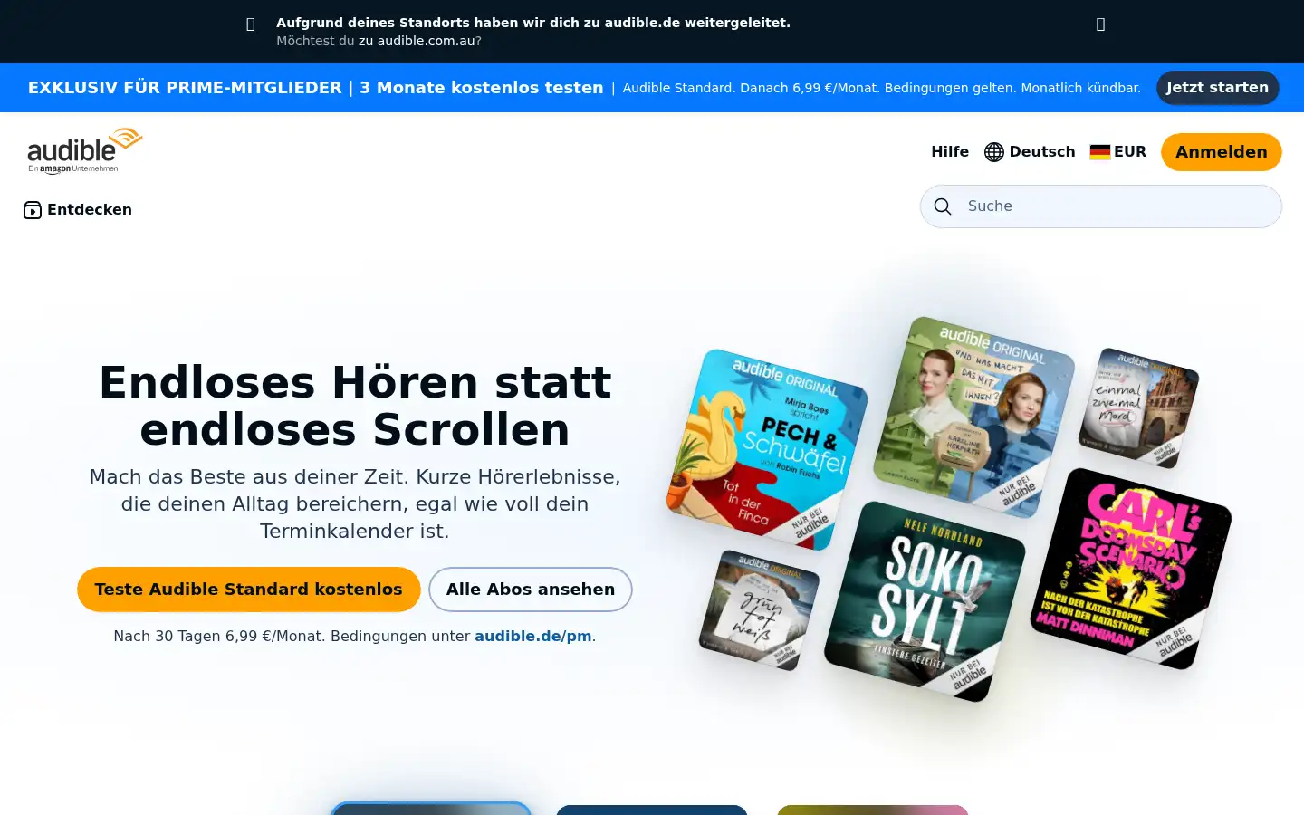Screenshot of audible.com.au