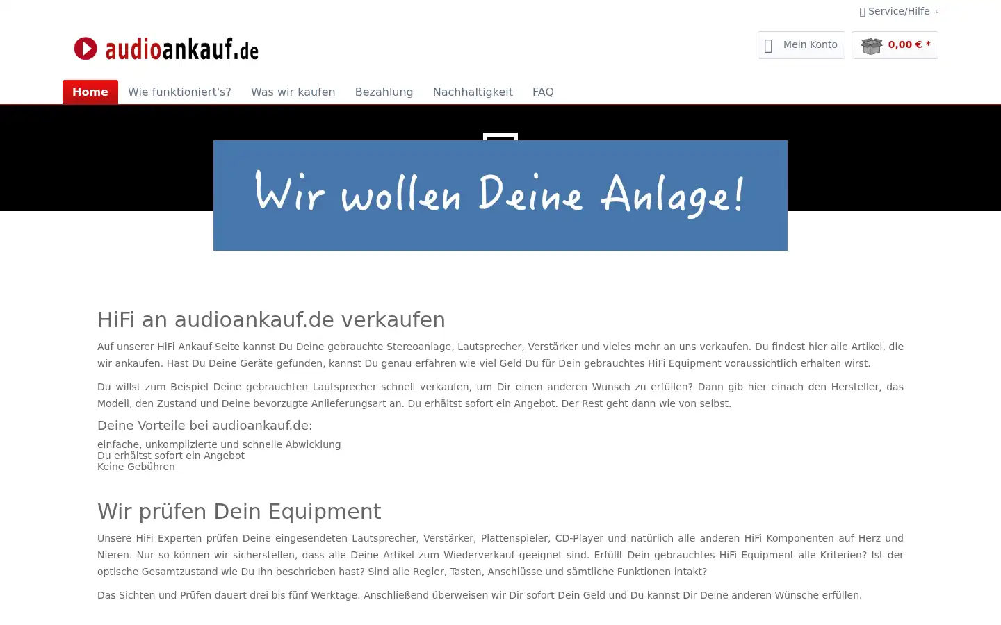 Screenshot of audioankauf.de
