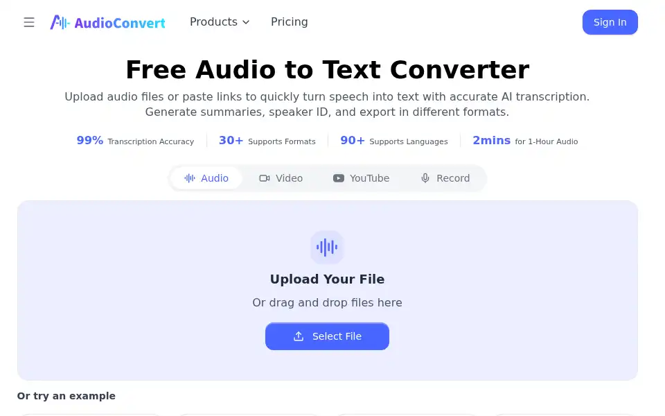 Screenshot of audioconvert.ai