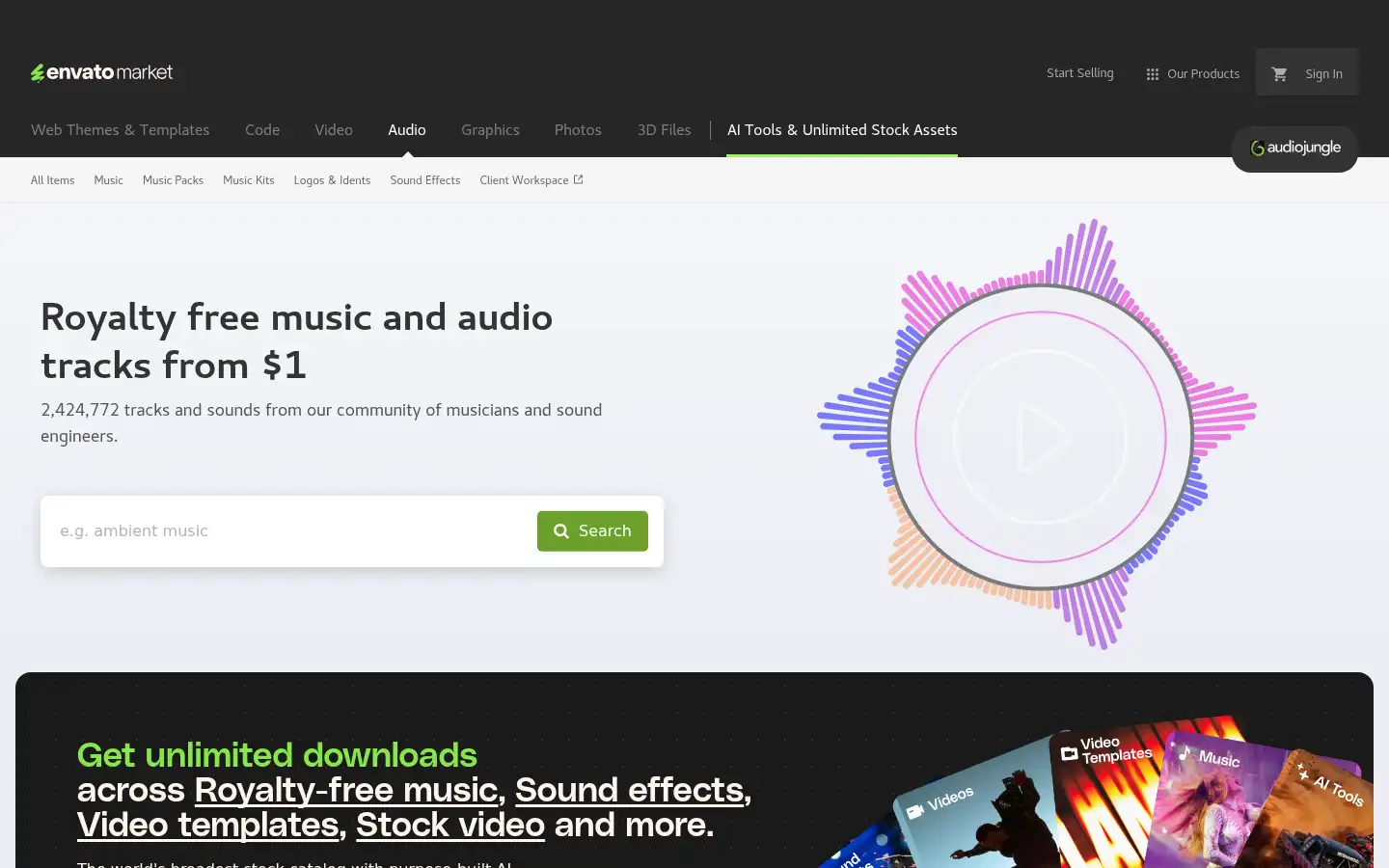 Screenshot of audiojungle.net
