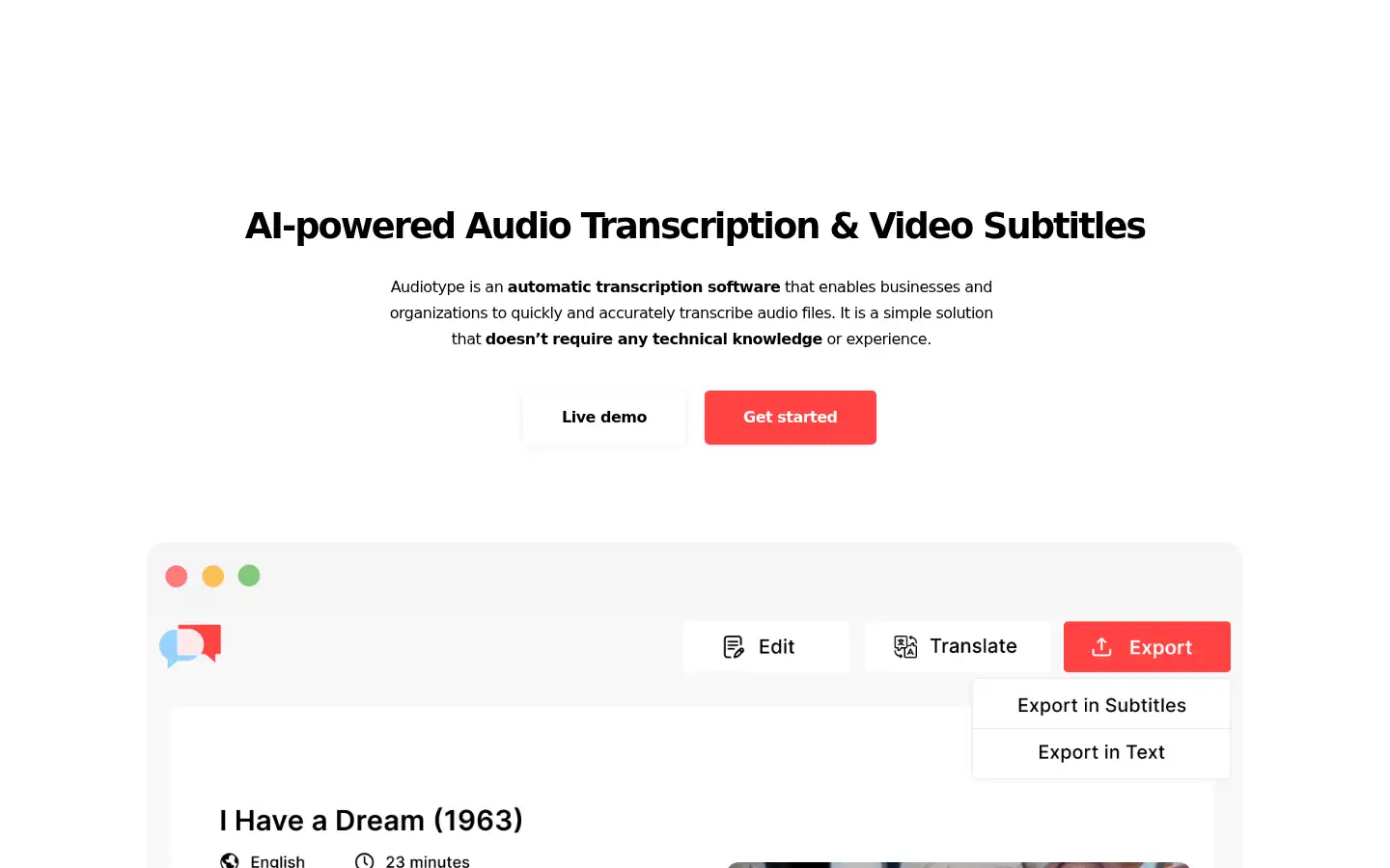Screenshot of audiotype.org