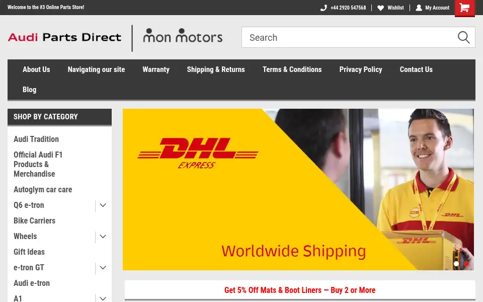 Screenshot of audipartsdirect.co.uk