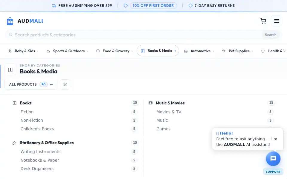 Screenshot of audmall.com