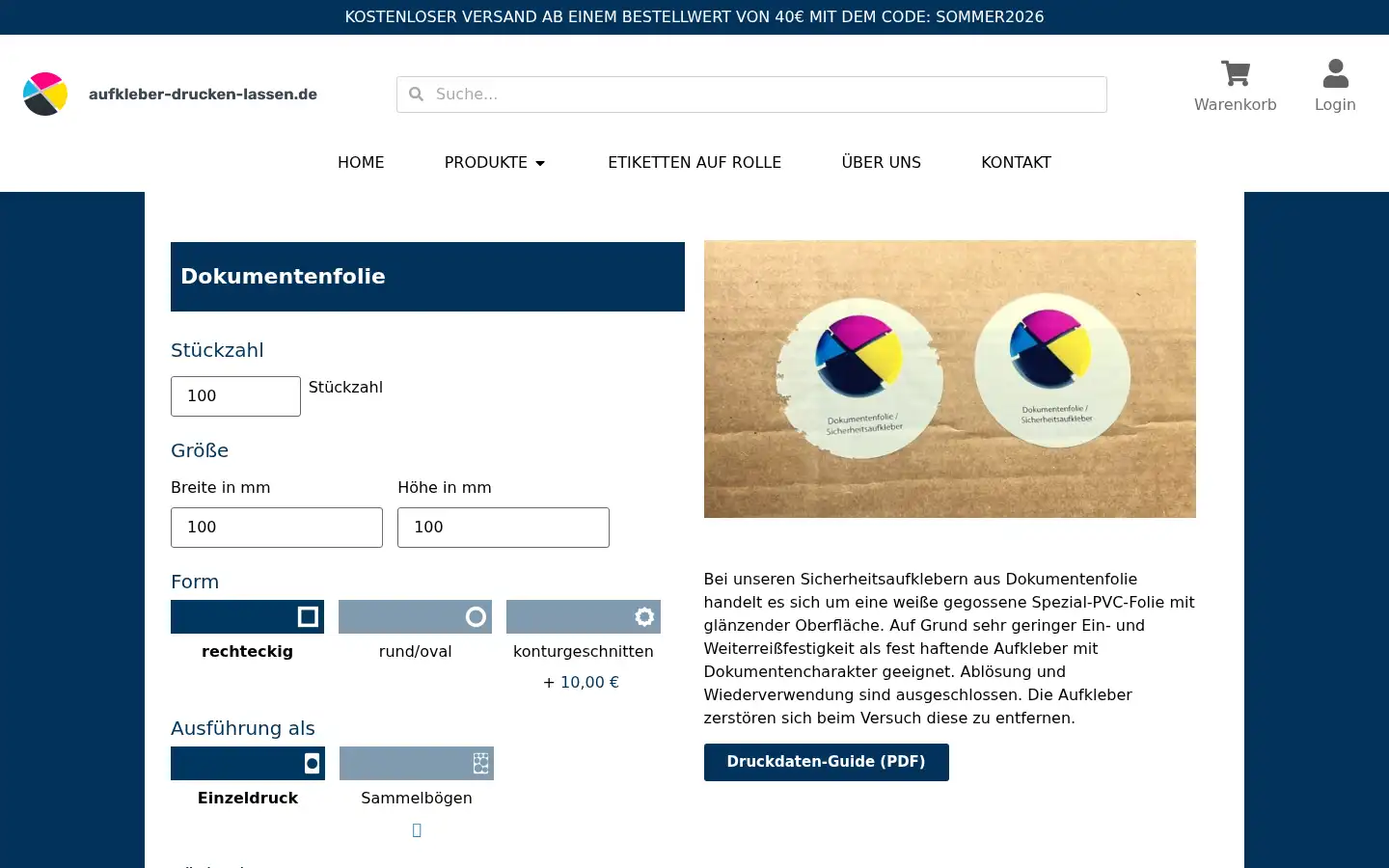 Screenshot of aufkleber-drucken-lassen.de