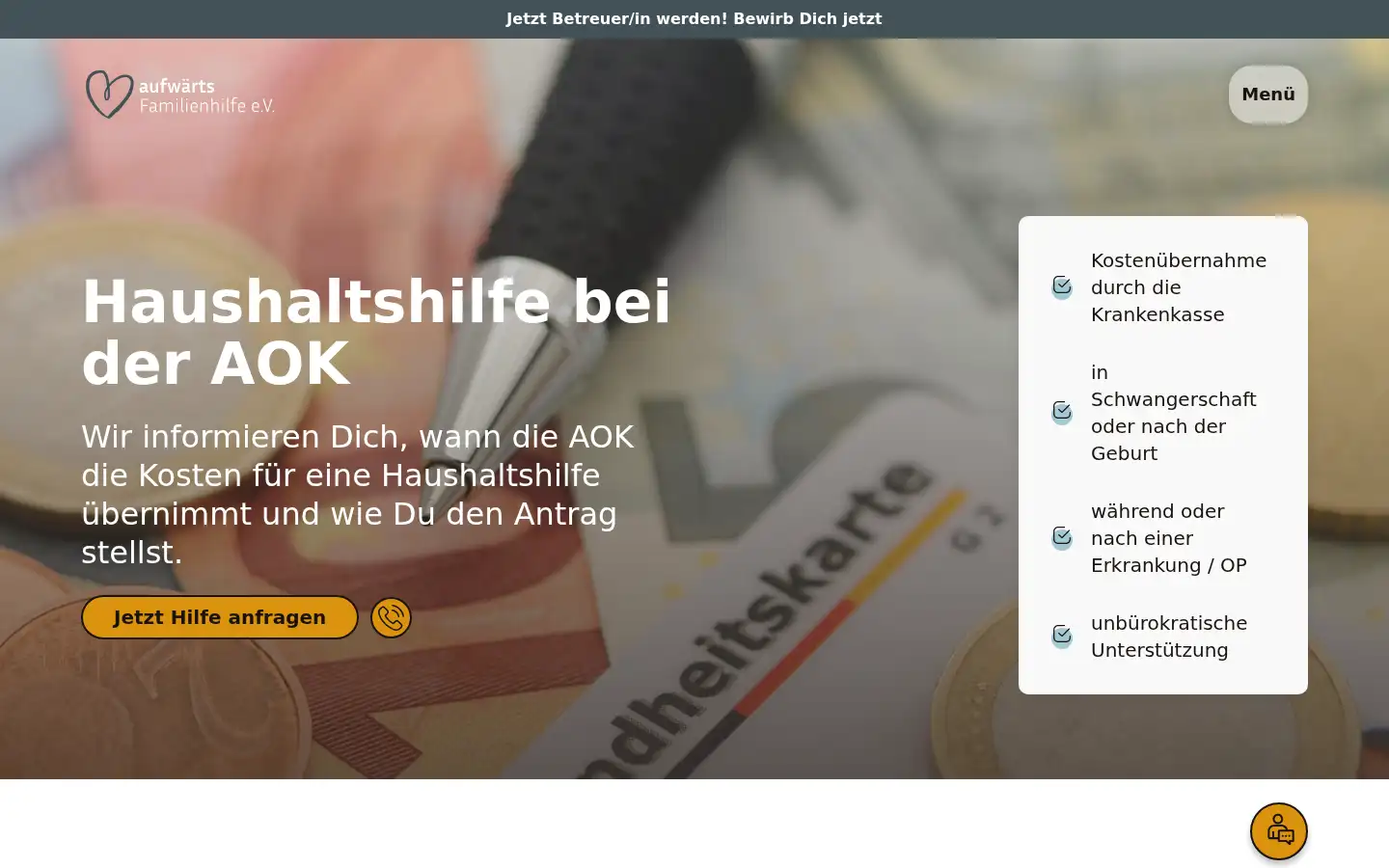 Screenshot of aufwaerts-familienhilfe.de