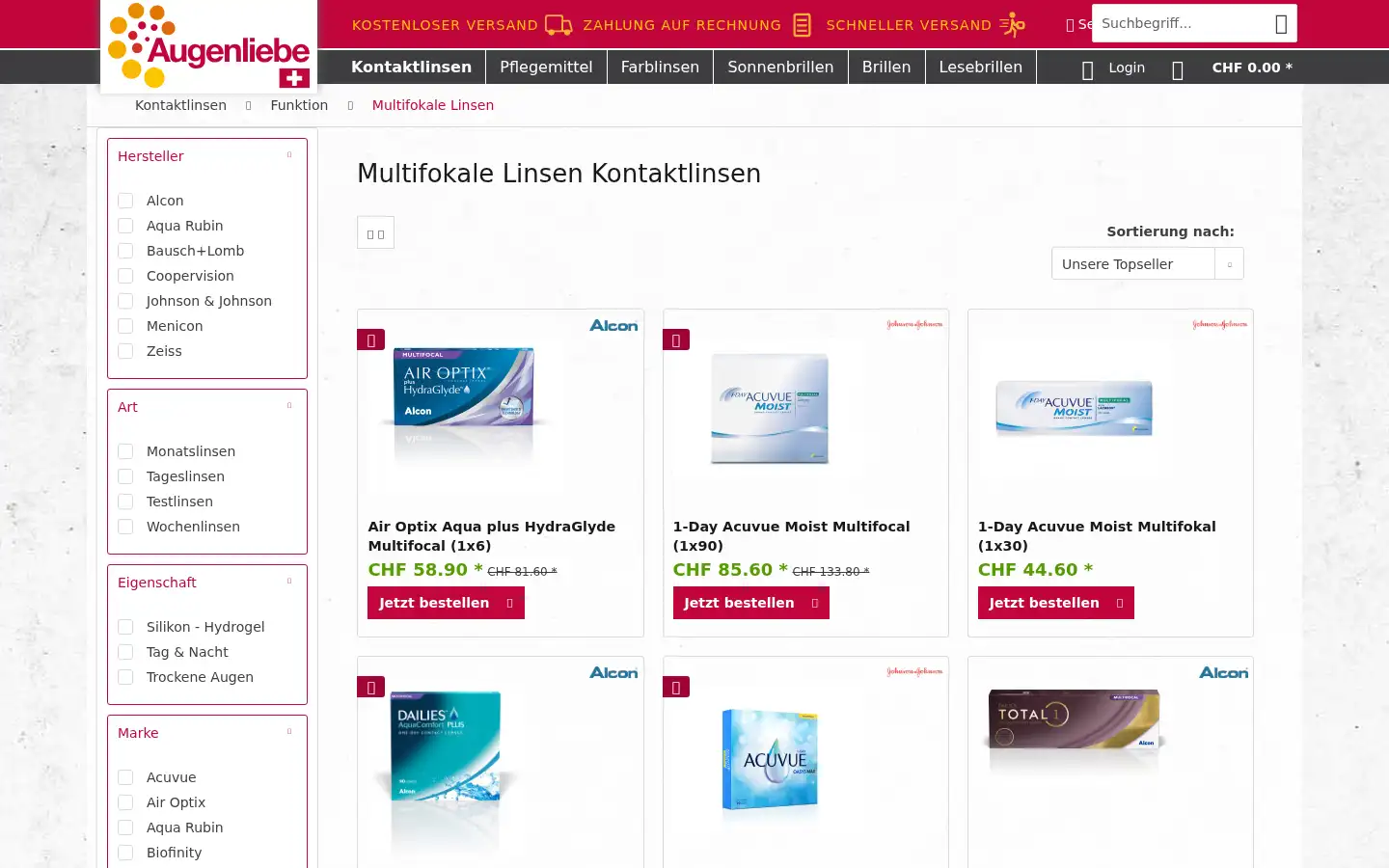Screenshot of augenliebe.ch