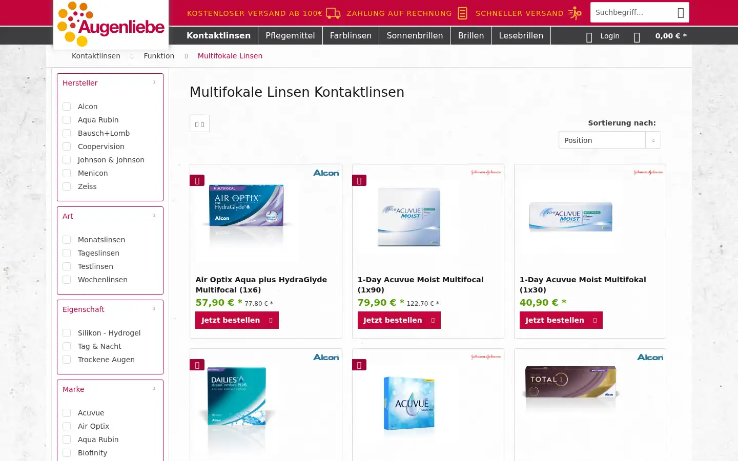 Screenshot of augenliebe.de