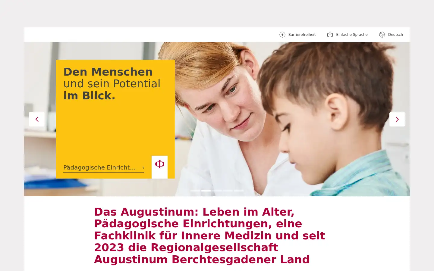 Screenshot of augustinum.de
