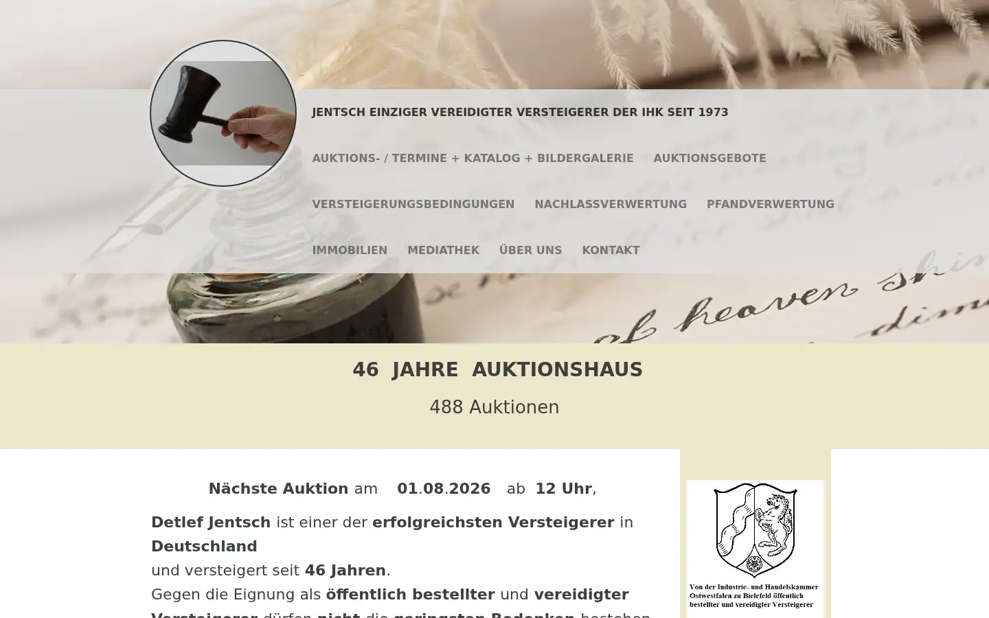 Screenshot of auktionshausjentsch.de