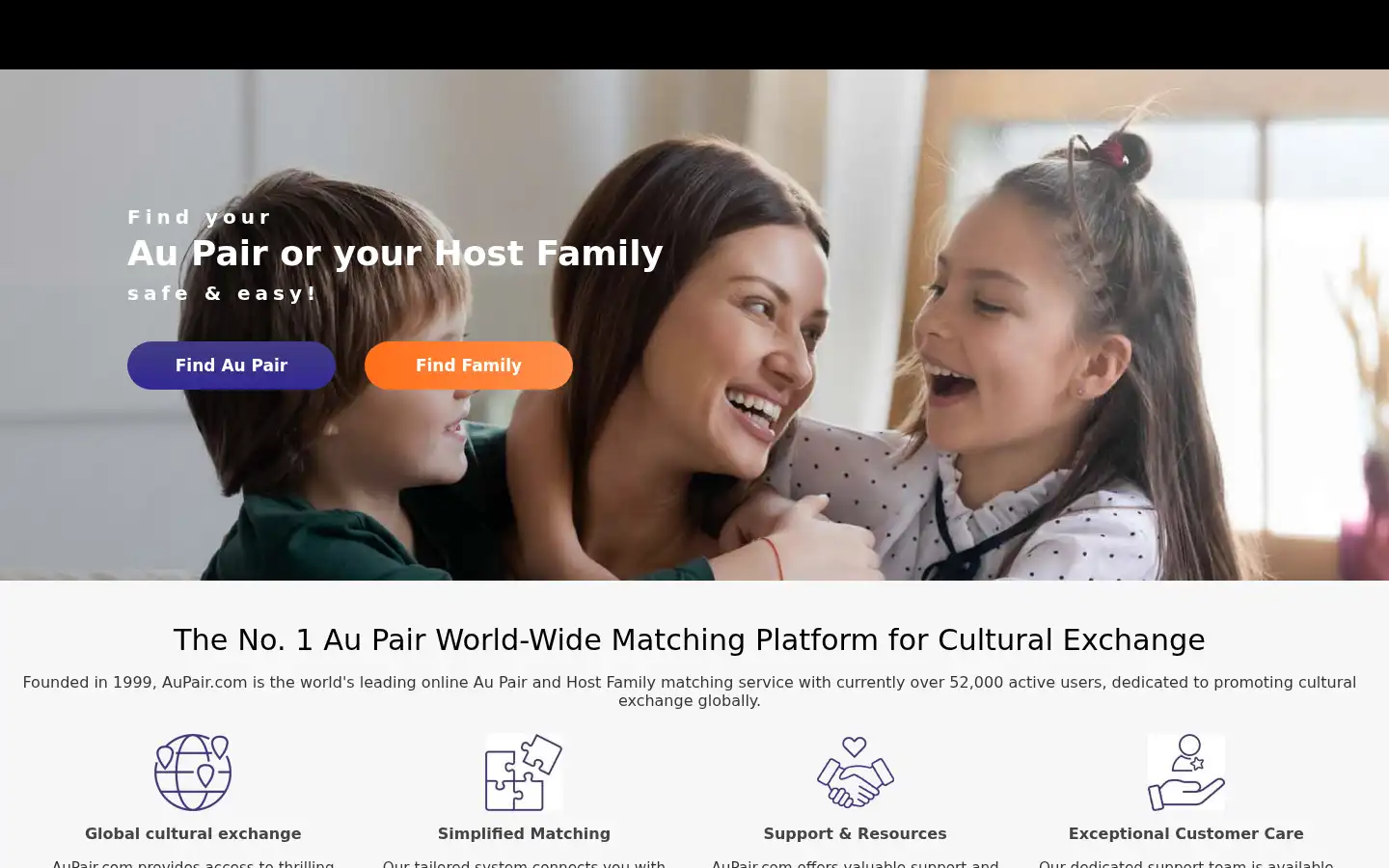 Screenshot of aupair.com