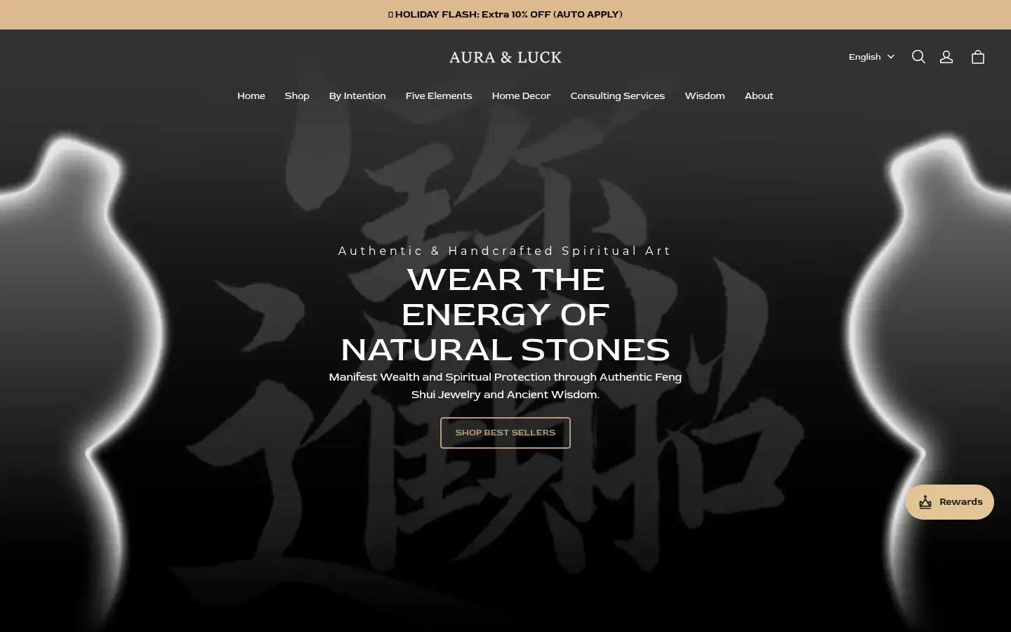 Screenshot of auraandluck.com