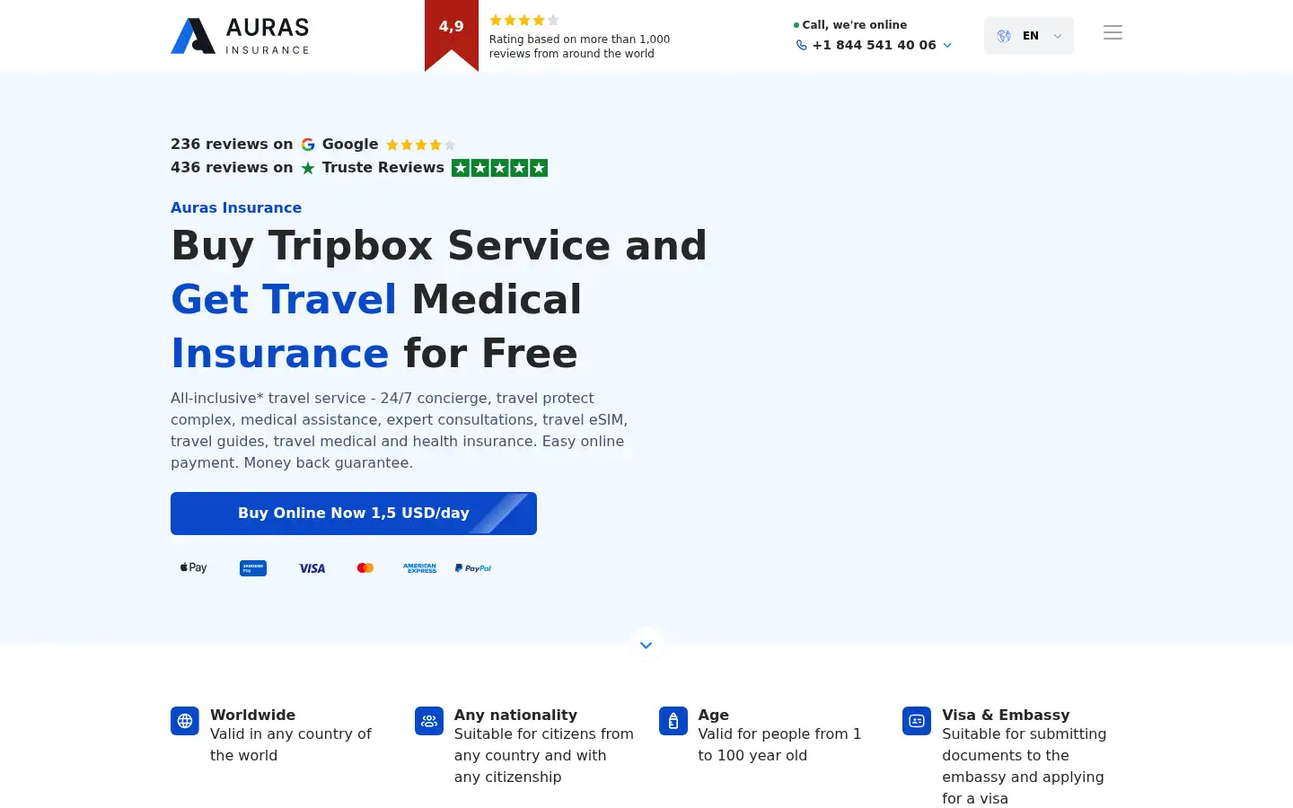 Screenshot of auras.insure