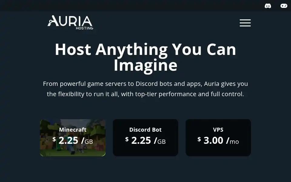 Screenshot of auriahosting.net