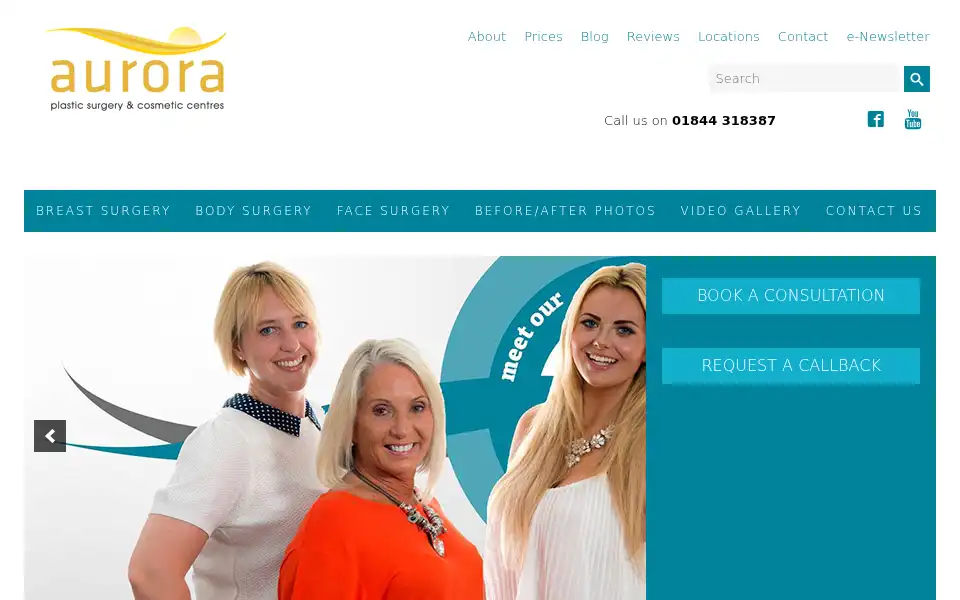 Screenshot of aurora-clinics.co.uk