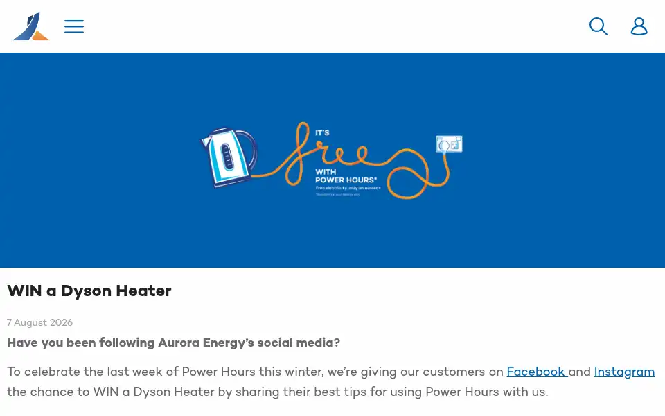 Screenshot of auroraenergy.com.au