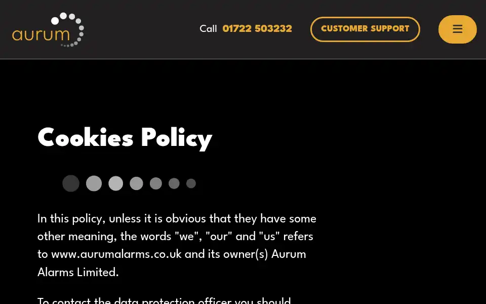 Screenshot of aurumalarms.co.uk