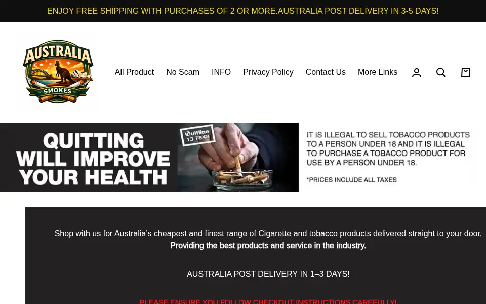 Screenshot of ausmokezone.com