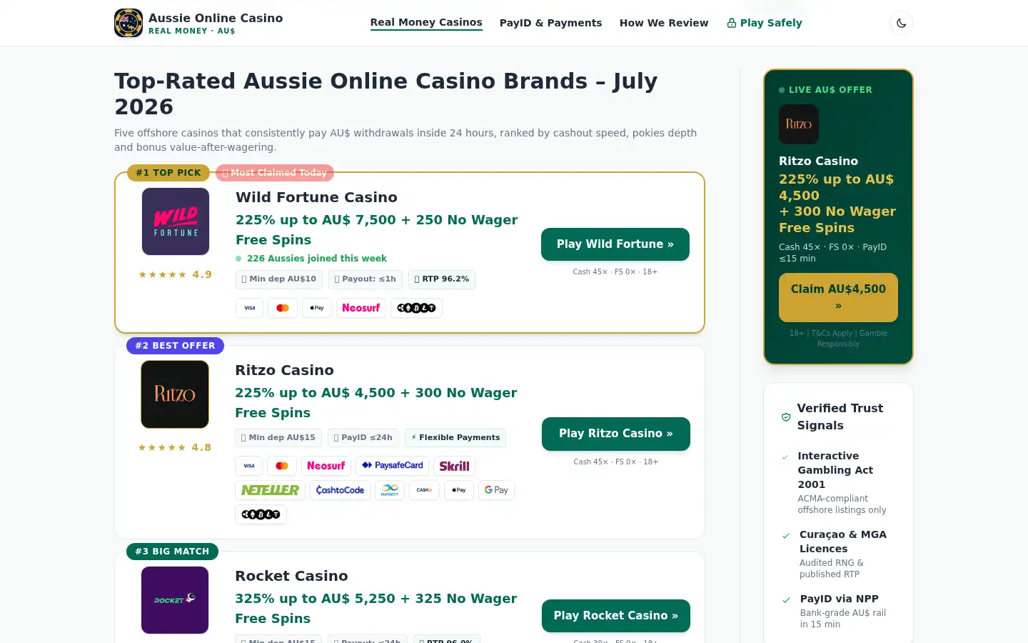 Screenshot of aussie-online.casino