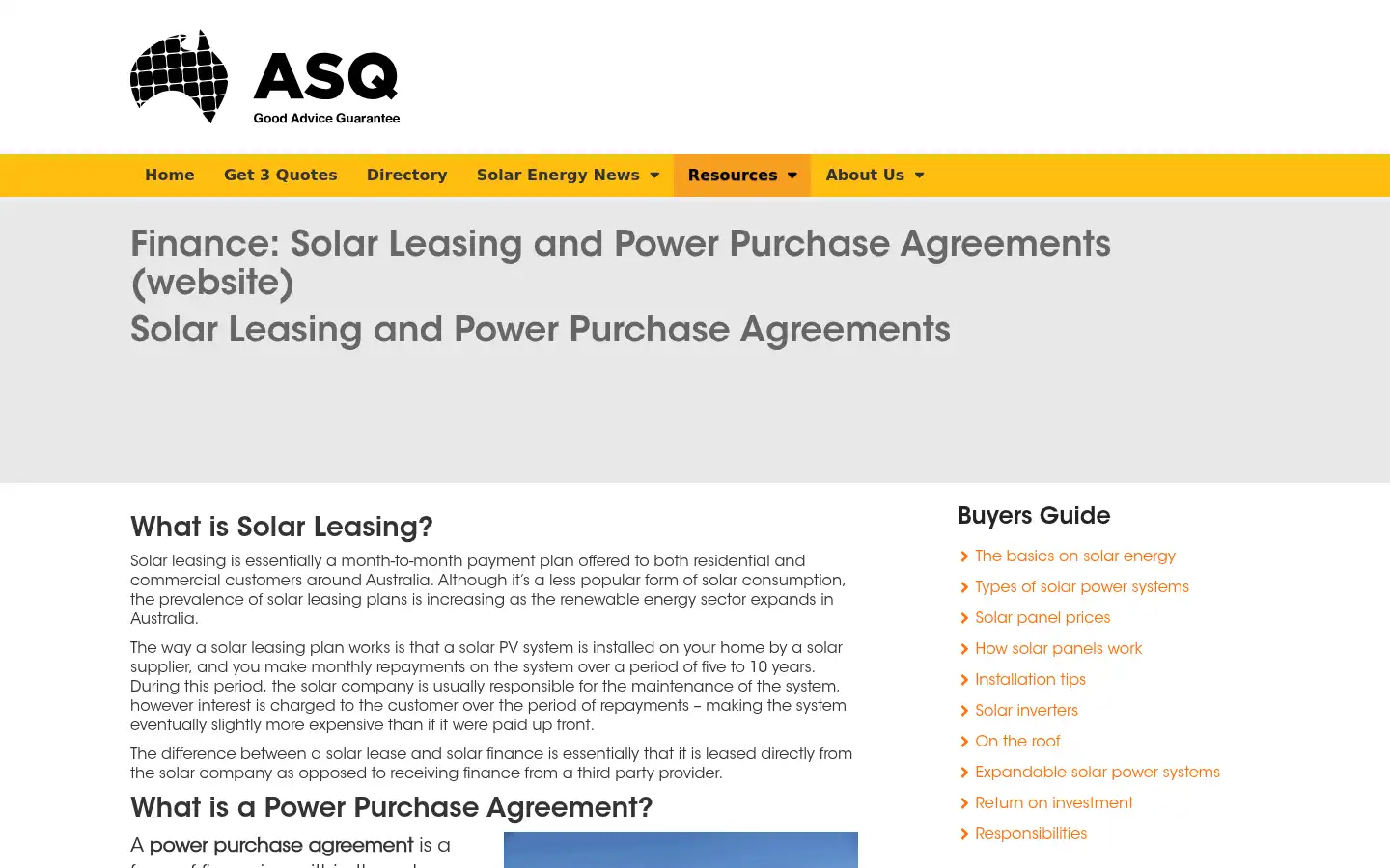 Screenshot of australiansolarquotes.com.au