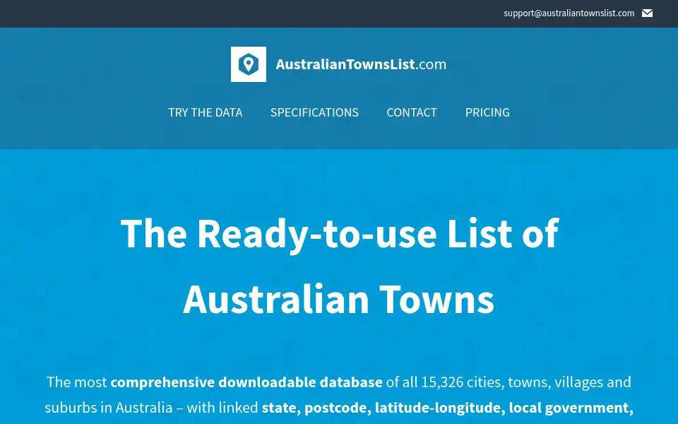 Screenshot of australiantownslist.com