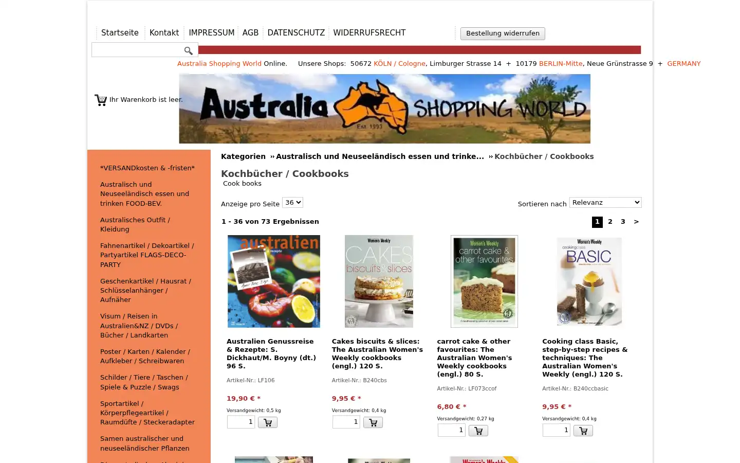 Screenshot of australiashopping.de