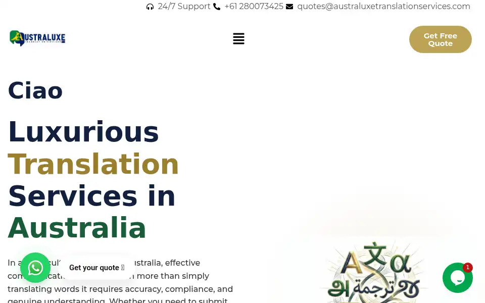Screenshot of australuxetranslationservices.com