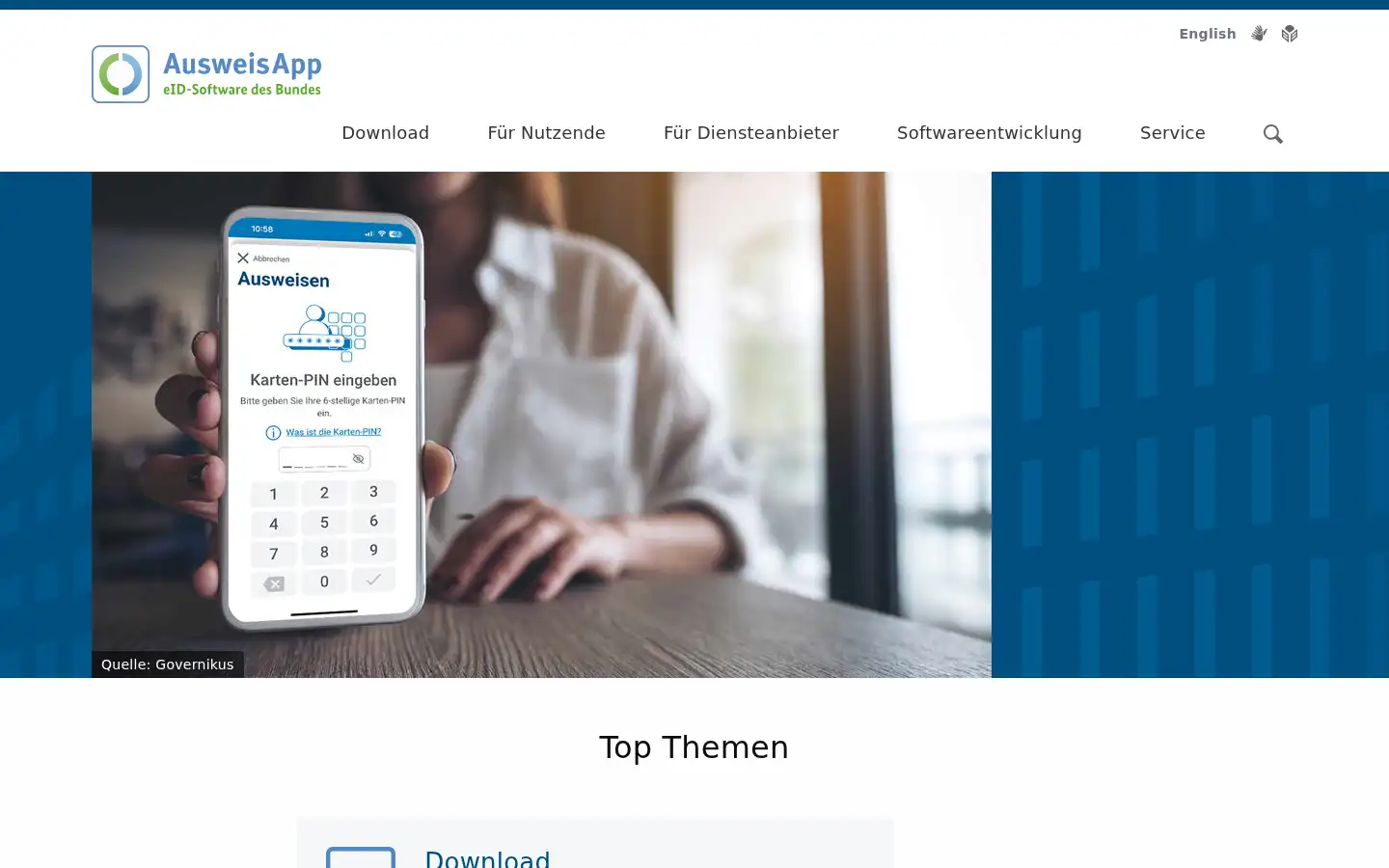 Screenshot of ausweisapp.bund.de