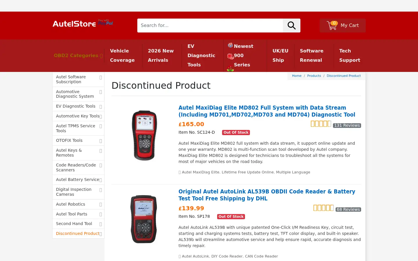Screenshot of autelstore.co.uk