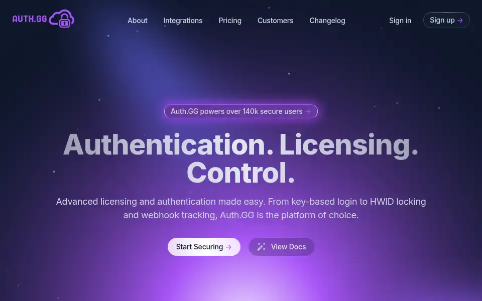 Screenshot of auth.gg