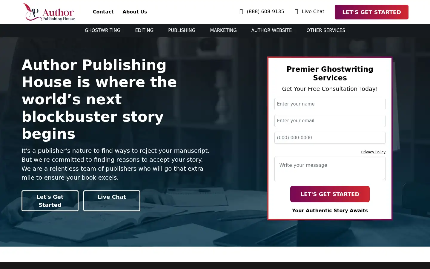 Screenshot of authorpublishinghouse.com