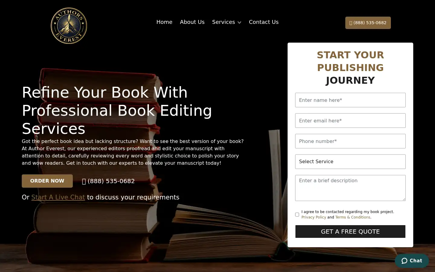 Screenshot of authorseverest.com