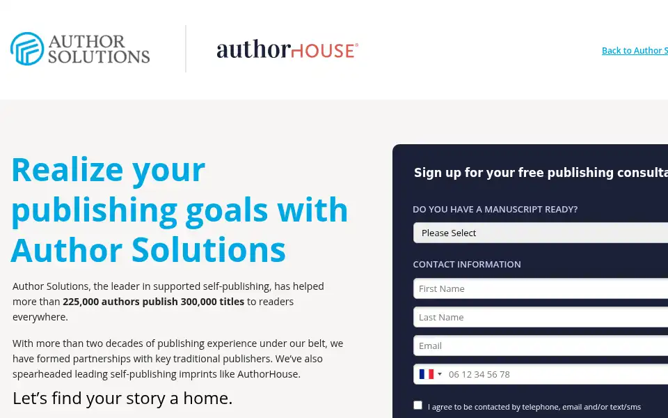 Screenshot of authorsolutions.com
