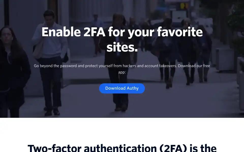 Screenshot of authy.com