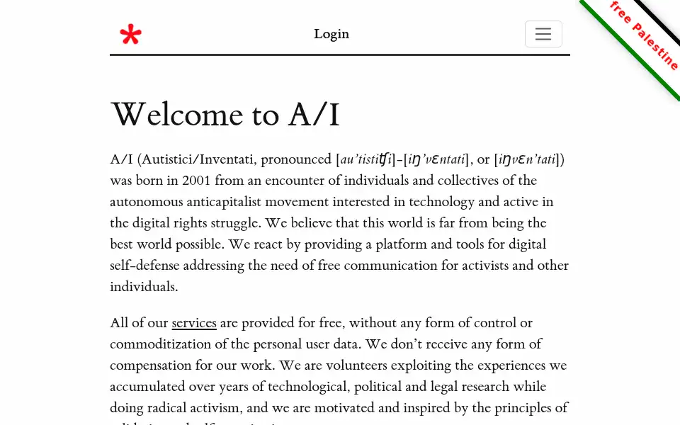 Screenshot of autistici.org