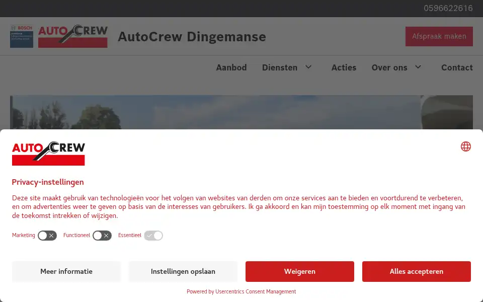 Screenshot of autobedrijfdingemanse.nl