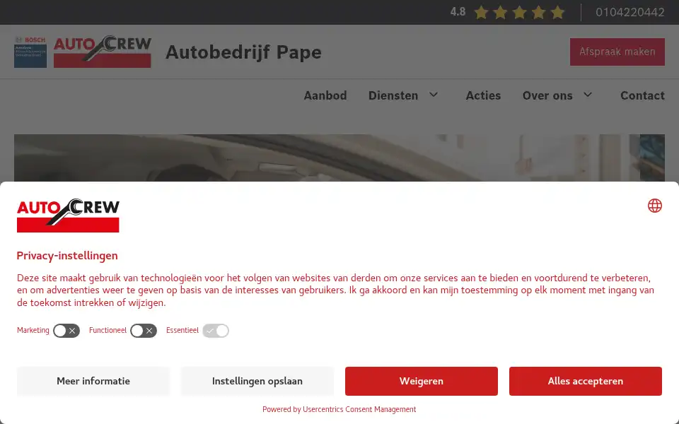 Screenshot of autobedrijfpape.nl