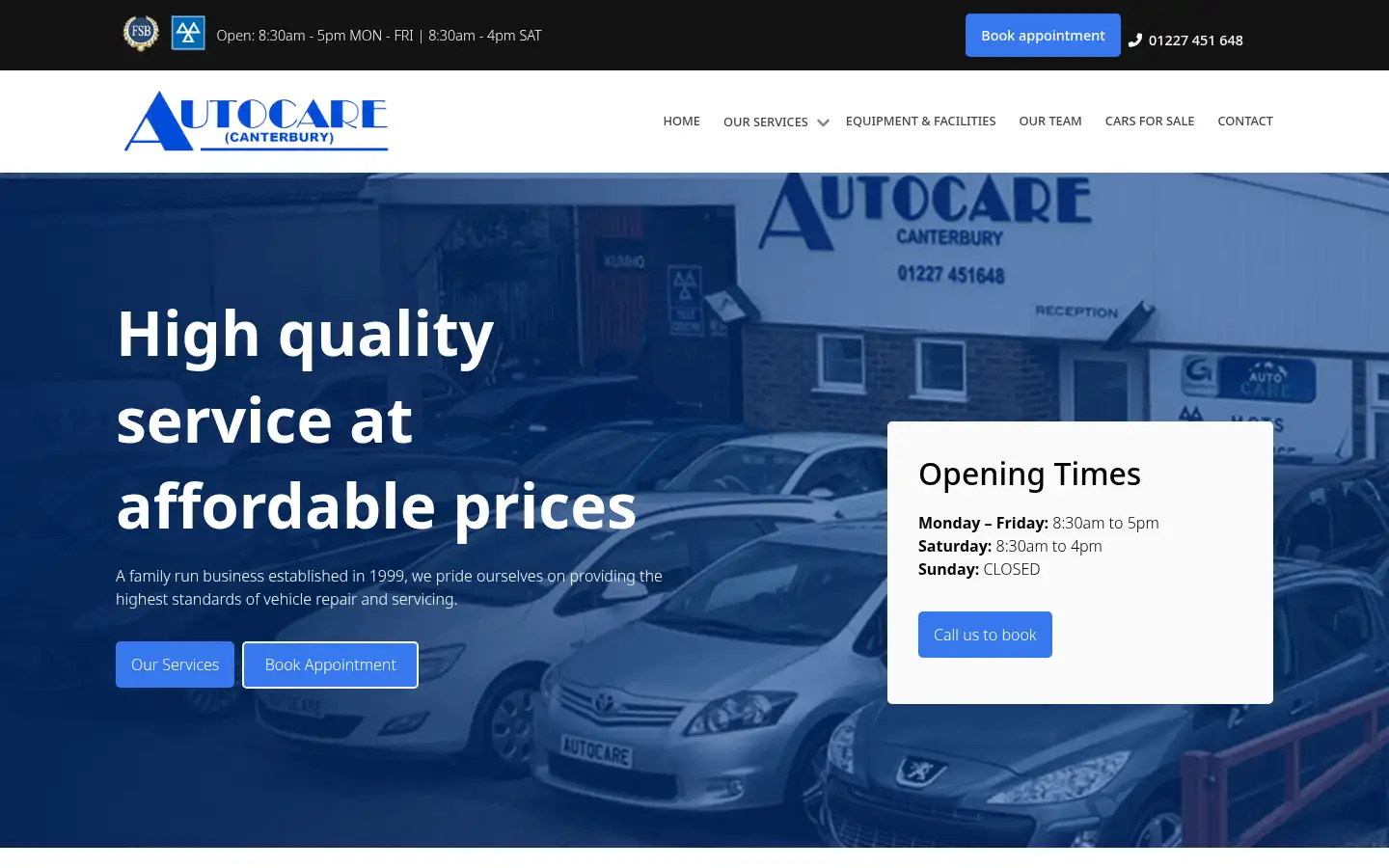 Screenshot of autocarecanterbury.co.uk