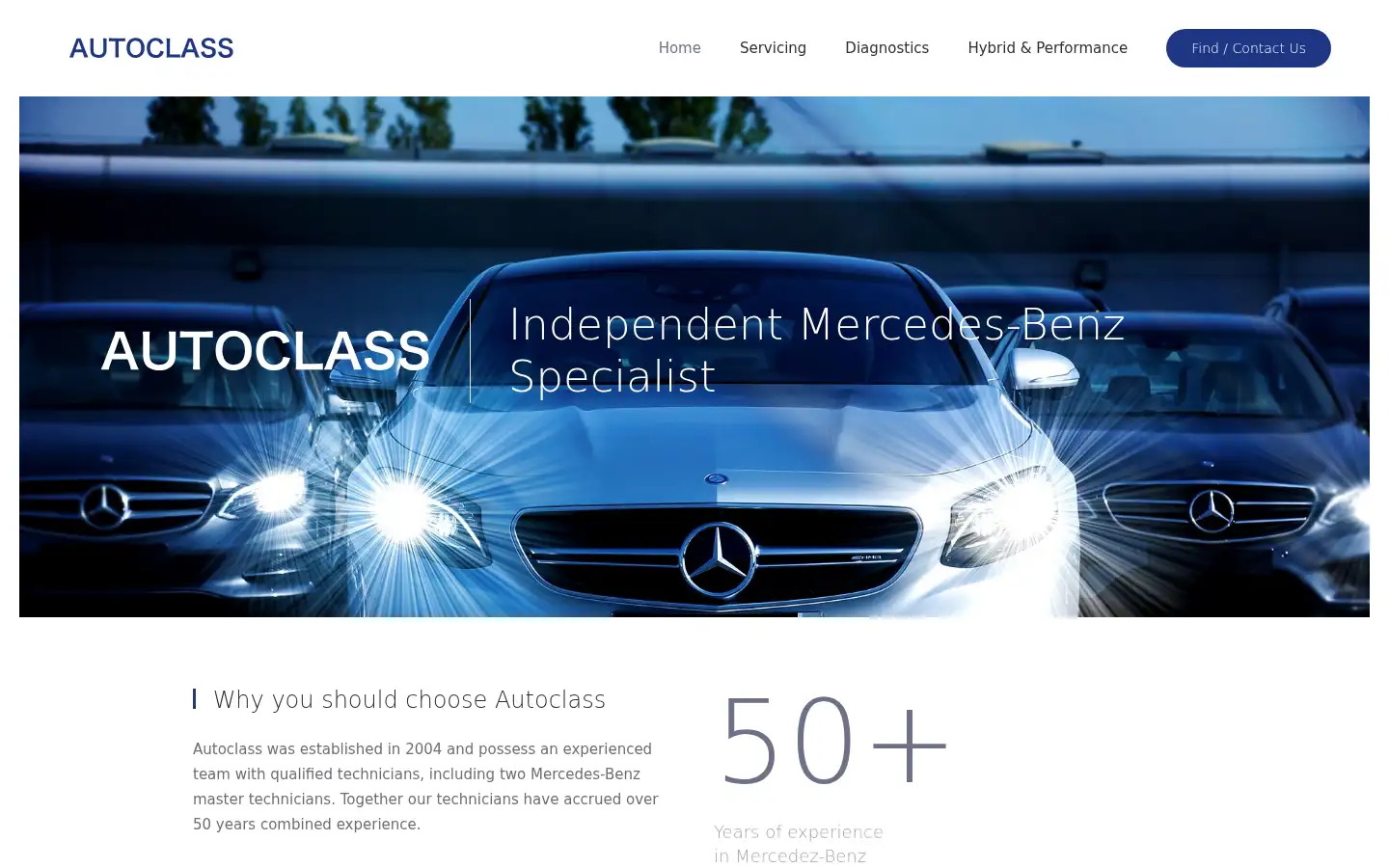 Screenshot of autoclassgarage.co.uk