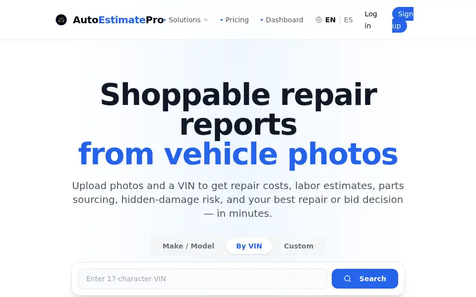 Screenshot of autoestimatepro.com