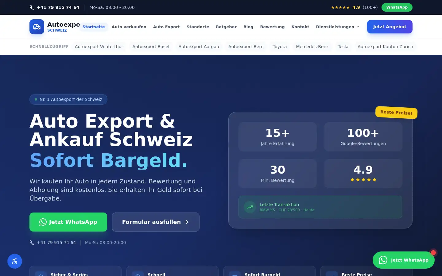 Screenshot of autoexport-schweiz.ch