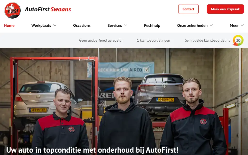 Screenshot of autofirst-swaans.nl